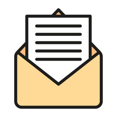 Zarf simgesini aç. İçeriden bir mektup. Basit posta sembolü. Vektör mesaj tasarımı. EPS 10.