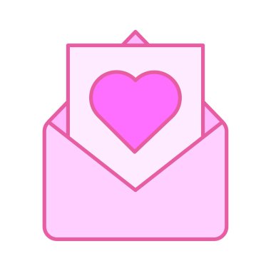 Aşk mektubu ikonu. Pembe kalp zarfı. Romantik posta vektörü. Güzel mesaj sembolü. EPS 10.