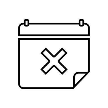 Takvim işareti. Olay iptal edildi sembolü. Tarih Sil Vektörü. Program kaldırma grafiği. EPS 10.