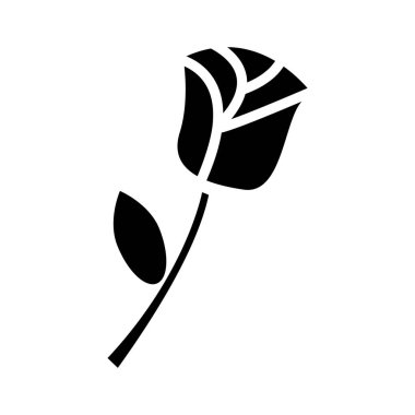 Gül çiçeği ikonu. Taç çiçeği sembolü. Romantik doğa grafiği. Vektör aşk elementi. EPS 10.