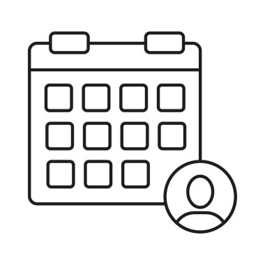 Takvim kullanıcı simgesi. Profil tarihi sembolü. Görevli vektör. İnsan çizelgesi. EPS 10.