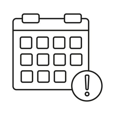 Takvim ünlem simgesi. Önemli bir tarih sembolü. Uyarı olay vektörü. Alarm çizelgesi. EPS 10.