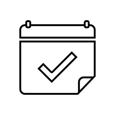 Takvim kontrol işareti. Olay onaylandı. Görev tamamlama vektörü. Zamanlama güncellenmiş grafik. EPS 10.