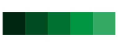 Yeşil renk paleti. Renk örnekleri. Beş ton vektör. Karanlık ışık gölgesi. EPS 10.