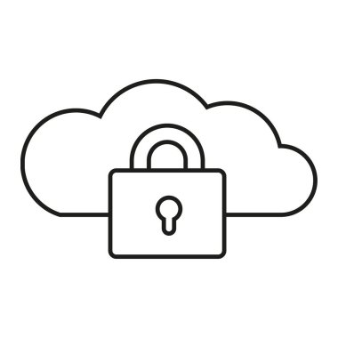 Bulut depolama kilidi. Ağ güvenliği sembolü. Veri koruma vektörü. Özel sunucu simgesi. EPS 10.