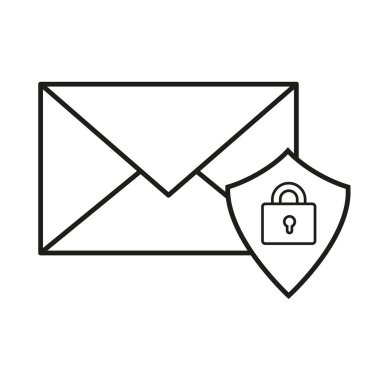 E- posta güvenlik illüstrasyonu. Korunan mesaj sembolü. Şifreli posta vektörü. Gelen kutusu simgesini güvene al. EPS 10.