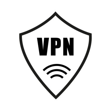 VPN kalkan simgesi. Güvenli ağ erişimi. Sanal Özel Ağ Vektörü. Veri koruma sembolü. EPS 10.