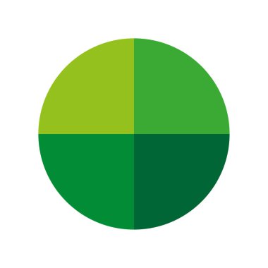 Turta grafiği. Dört yeşil bölüm. Bölünmüş geometrik mermi. Vektör grafik ögesi. EPS 10.