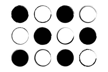 Noktalı şablon. Siyah beyaz daire düzeni. Geometrik ızgara ögesi. Vektör noktası dekorasyonu. EPS 10.