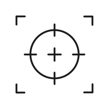 Hedef çapraz görüntü ikonu. Odaklanma sembolü. Vektör hedef illüstrasyonu. Hedef başarı unsuru. EPS 10.
