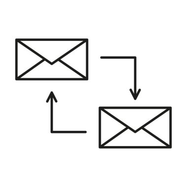 E- posta aktarım simgesi. Mesaj değişim sembolü. Siyah iletişim taşıyıcısı. İllüstrasyon gönder. EPS 10.