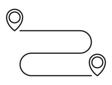 Harita rotası simgesi. Navigasyon yolculuğu sembolü. Dalgalı yol çizimi. Vektör seyahat elementi. EPS 10.