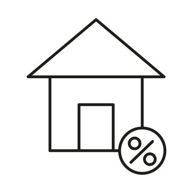 Ev kredisi fiyatları. Emlak kredisi. Yüzde Vektör sembolü. Ev ekonomisi ikonu. EPS 10.