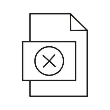 Dosya belgesi simgesi. Hata işareti sembolü. Başarısız operasyon işareti. Vektör grafik amblemi. EPS 10.