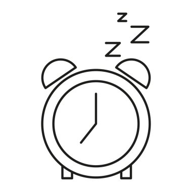 Alarm saat simgesi. Uyku zamanı sembolü. Basit bir saat çizimi. Vektör nesne çizimi. EPS 10.