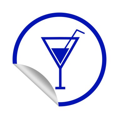 Kokteyl ikonu. Martini cam sembolü. Mavi içecek vektör tasarımı. Alkol partisi amblemi. EPS 10.