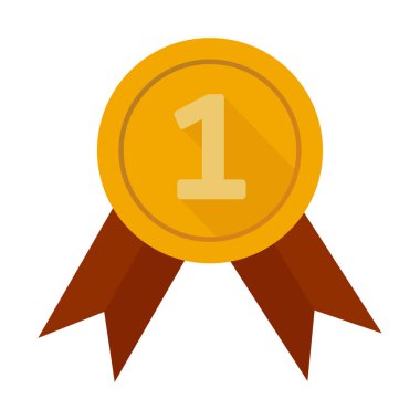 Altın madalya ödülü. Bir numaralı sembol. Zafer ödülü illüstrasyonu. Şampiyon Vektör. EPS 10.