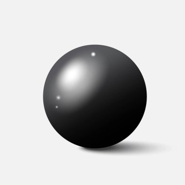 Siyah küre çizimi. Parlak top objesi. Parlak yüzey tasarımı. Vektör oluşturma ögesi. EPS 10.