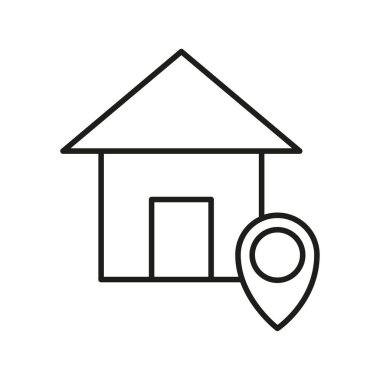 Evin yeri belirleyici. Gayrimenkul tam yeri. Harita adresi Vektör. Ev konumu simgesi. EPS 10.