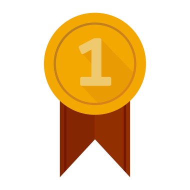 Altın madalya amblemi. Birincilik işareti. Başarı sembolü kazanmak. Ödül Vektör. EPS 10.