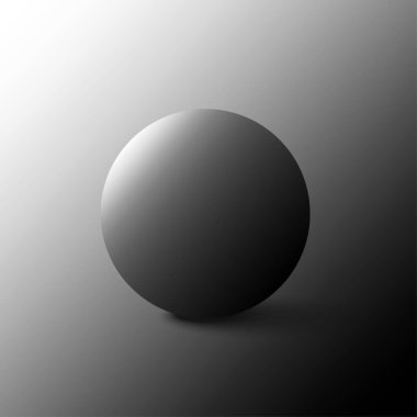 Gri tonlu küre çizimi. Yumuşak eğim tonları. Gerçekçi 3 boyutlu küre. Vektör monokrom grafiği. EPS 10.