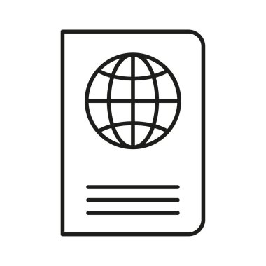 Pasaport belgesi simgesi. Seyahat kimlik sembolü. Uluslararası kimlik vektörü. Vatandaşlık kâğıdı çizimi. EPS 10.