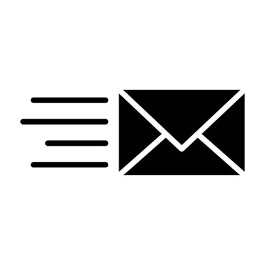 Hızlı e- posta simgesi. Gönderilen mesaj sembolü. Hızlı posta teslimatı. Vektör düz çizim. EPS 10.