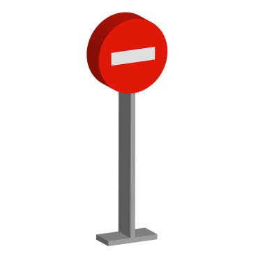 Kırmızı daire işareti. Giriş yasağı yok. Trafik düzenleyici sembol Vektör. Isometric dur çizimi. EPS 10.