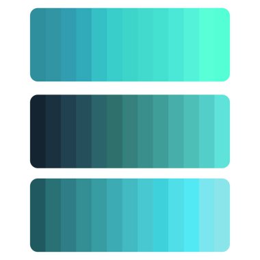 Teal renk palet çubuğu. Cyan 'dan Aqua gradyanı' na. Dikdörtgen Vektör şekli. Güzel gölgelendirme. EPS 10.