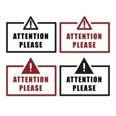 Dikkat çekme işaretleri. Tehlike üçgeni amblemi. Önemli mesaj Vektör metni. Güvenlik sistemi afişi. EPS 10.