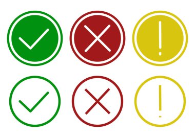 İşaretleme ayarlandı. Yanlış sembol. Ünlem işareti Vektör işareti. Renkli ağ arayüzü. EPS 10.