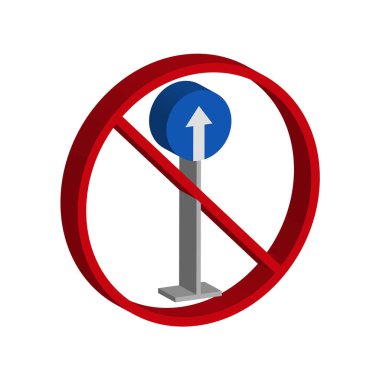 Dümdüz işaret yok. Vektör trafiğinin önüne geçmek yasak. Ok hareketi kısıtlaması. Dairesel yasak amblem. EPS 10.