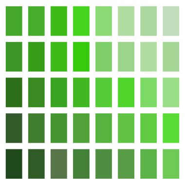 Yeşil renk paleti. Doğal gölge kareleri. Tonal vektör spektrumu. Çizelge örneği koleksiyonu. EPS 10.