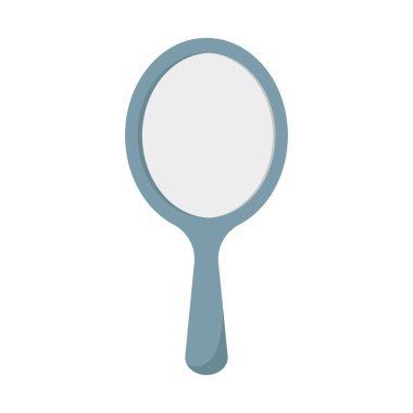 El aynası ikonu. Oval ayna. Kişisel güzellik aleti. Kozmetik Vektör nesnesi. EPS 10.