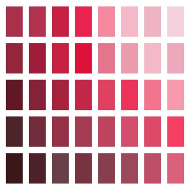 Kırmızı pembe renk şeması. Derin, canlı gölgeler. Kare palet vektörü. Romantik modern grafik. EPS 10.