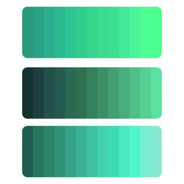 Zümrüt eğimli çubuklar. Derin deniz mavisi rengi karışımı. Dikey palet vektörü. Modern deniz arka planı. EPS 10.