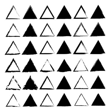 Üçgen grunge deseni. Soyut geometrik şekil. Siyah beyaz doku. Vektör sıkıntısı. EPS 10.