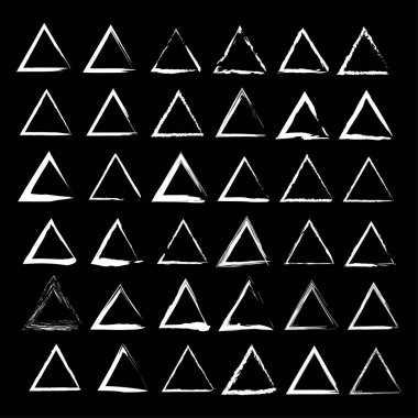 Beyaz üçgen desen. Kabataslak geometri. Sıkıntılı el çizimi şekli. Vektör çizim elemanı. EPS 10.