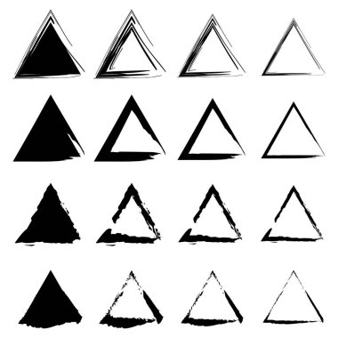 El çizimi üçgenler. Çizgi geometrik şekiller. Grunge siyah vektör ayarlandı. Sorunlu ham elementler. EPS 10.