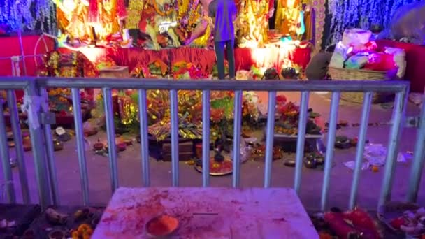 Hindu Tanrıça Durga Nın Renkli Canlı Bir Gösterisi Hindistan Daki — Stok video