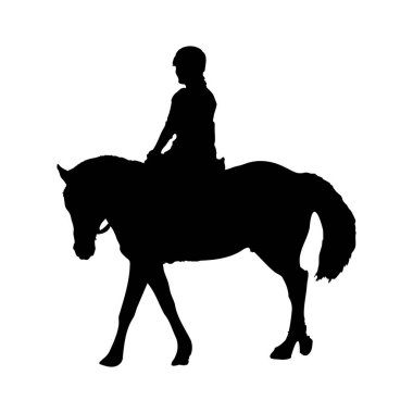 Bir at ve jokeyin, siyah ve beyaz vektör çizimini çektiği koşum takımı yarış silüeti.