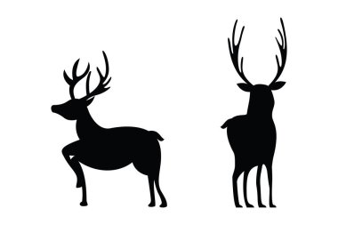 Beyaz Arkaplanda İki Geyik Vektörü Resimlerinin Silueti