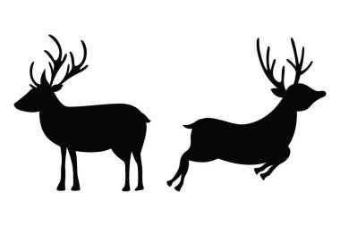 Beyaz Arkaplanda İki Geyik Vektörü Resimlerinin Silueti