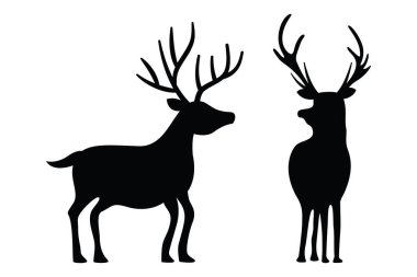 Geyik Simgesi Vektör Silueti Beyaz Arkaplanda İzole Edildi