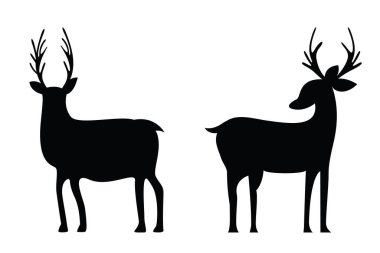 Beyaz Arkaplanda İki Geyik Vektörü Resimlerinin Silueti