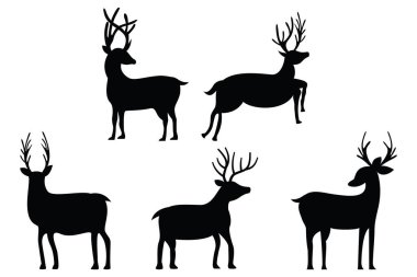 Şirket Markası için Vahşi Geyik Siluetleri Logo Koleksiyonu