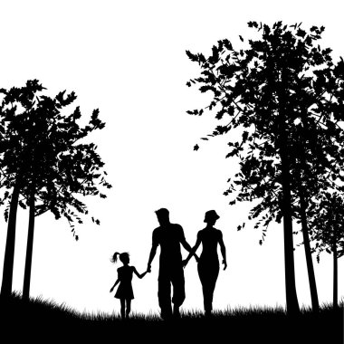 Beyaz Arkaplanda Aile Silüeti Vektör Resimleri