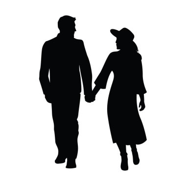 Beyaz Arkaplanda Çift Elli Adam ve Kadın Siyah Vektör İllüstrasyonunun Silüeti