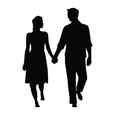 Beyaz Arkaplanda Siyah Adam ve Kadın Vektör Resimlerinin Silueti