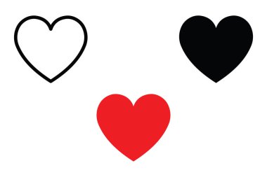 Kırmızı Kalp Silueti Aşk Simgesi Vektör İllüstrasyonu